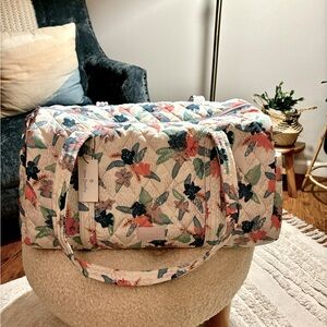 Vera Bradley Botanical Print Travel Bag - Cream and Blue